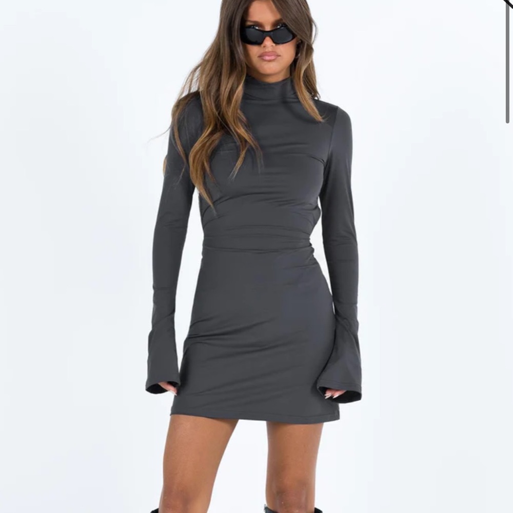 Princess Polly high neck open back grey mini dress
